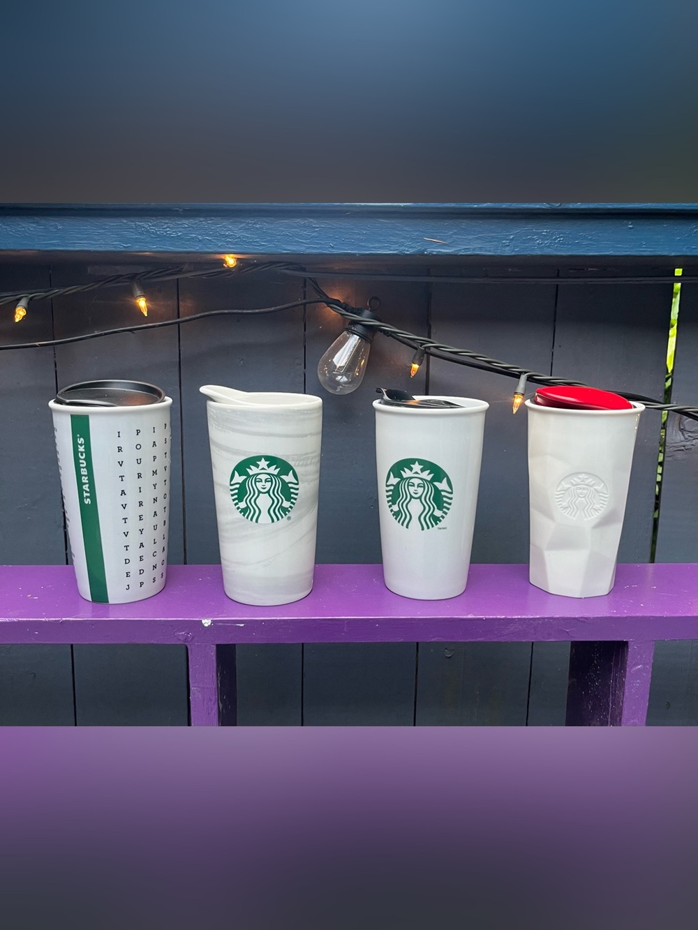 🤍Starbucks RARE Cottage Collection – Bundle of 4 Ceramic Travel Mugs